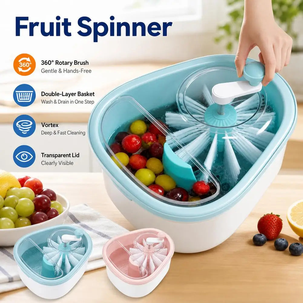 Large Manual Salad Spinner Fruit & Vegetable Washer Colander Drainer Basket