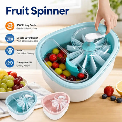 Large Manual Salad Spinner Fruit & Vegetable Washer Colander Drainer Basket