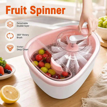 Large Manual Salad Spinner Fruit & Vegetable Washer Colander Drainer Basket