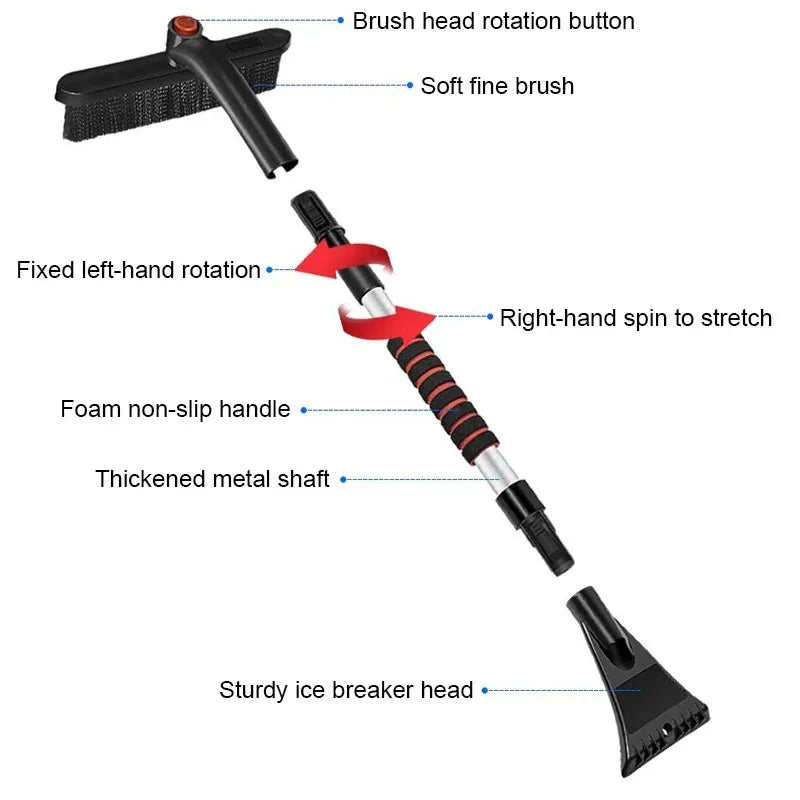 Telescopic Car Snow Brush & Ice Scraper Extendable Detachable Windscreen Cleaner