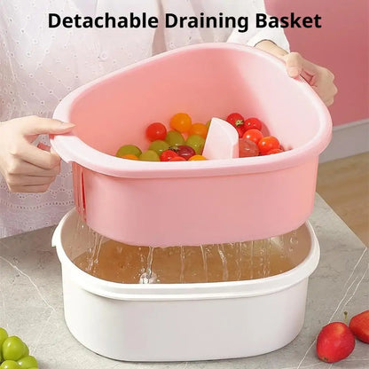 Large Manual Salad Spinner Fruit & Vegetable Washer Colander Drainer Basket